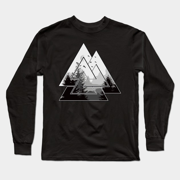 Valknut Symbol Long Sleeve T-Shirt by Nartissima